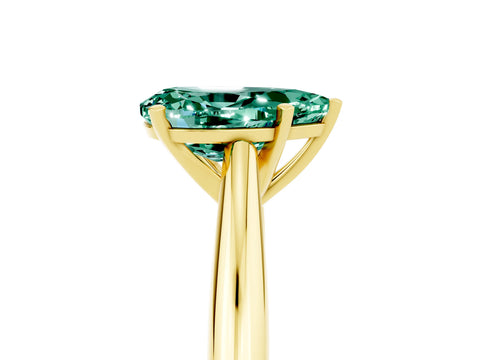 Yellow gold Pear Cut Green Sapphire Solitaire Engagement Ring with Cathedral Setting and Four-Prong Mount_17