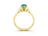 Yellow gold Pear Cut Green Sapphire Solitaire Engagement Ring with Cathedral Setting and Four-Prong Mount_27