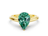 Yellow gold Pear Cut Green Sapphire Solitaire Engagement Ring with Cathedral Setting and Four-Prong Mount_66