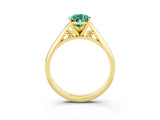 Yellow gold Pear Cut Green Sapphire Solitaire Engagement Ring with Cathedral Setting and Four-Prong Mount_69