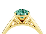 Yellow gold Pear Cut Green Sapphire Solitaire Engagement Ring with Cathedral Setting and Four-Prong Mount_70