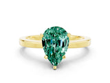 Yellow gold Pear Cut Green Sapphire Solitaire Engagement Ring with Classic Band and Four-Prong Setting_24