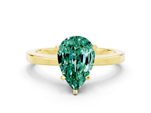 Yellow gold Pear Cut Green Sapphire Solitaire Engagement Ring with Classic Band and Four-Prong Setting_24