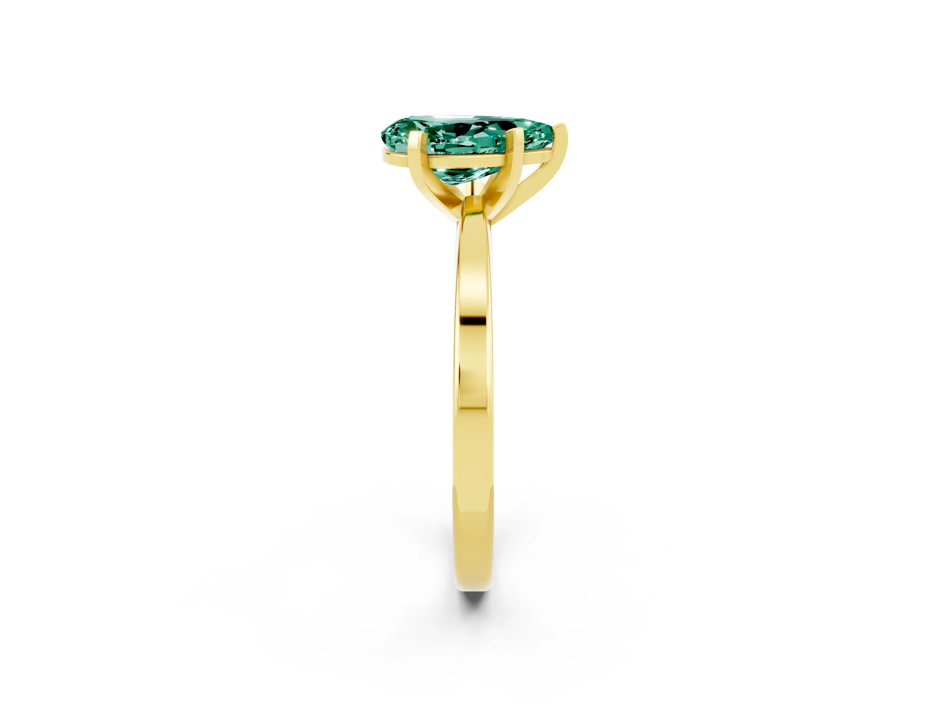 Yellow gold Pear Cut Green Sapphire Solitaire Engagement Ring with Classic Band and Four-Prong Setting_26