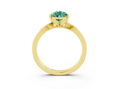 Yellow gold Pear Cut Green Sapphire Solitaire Engagement Ring with Classic Band and Four-Prong Setting_27