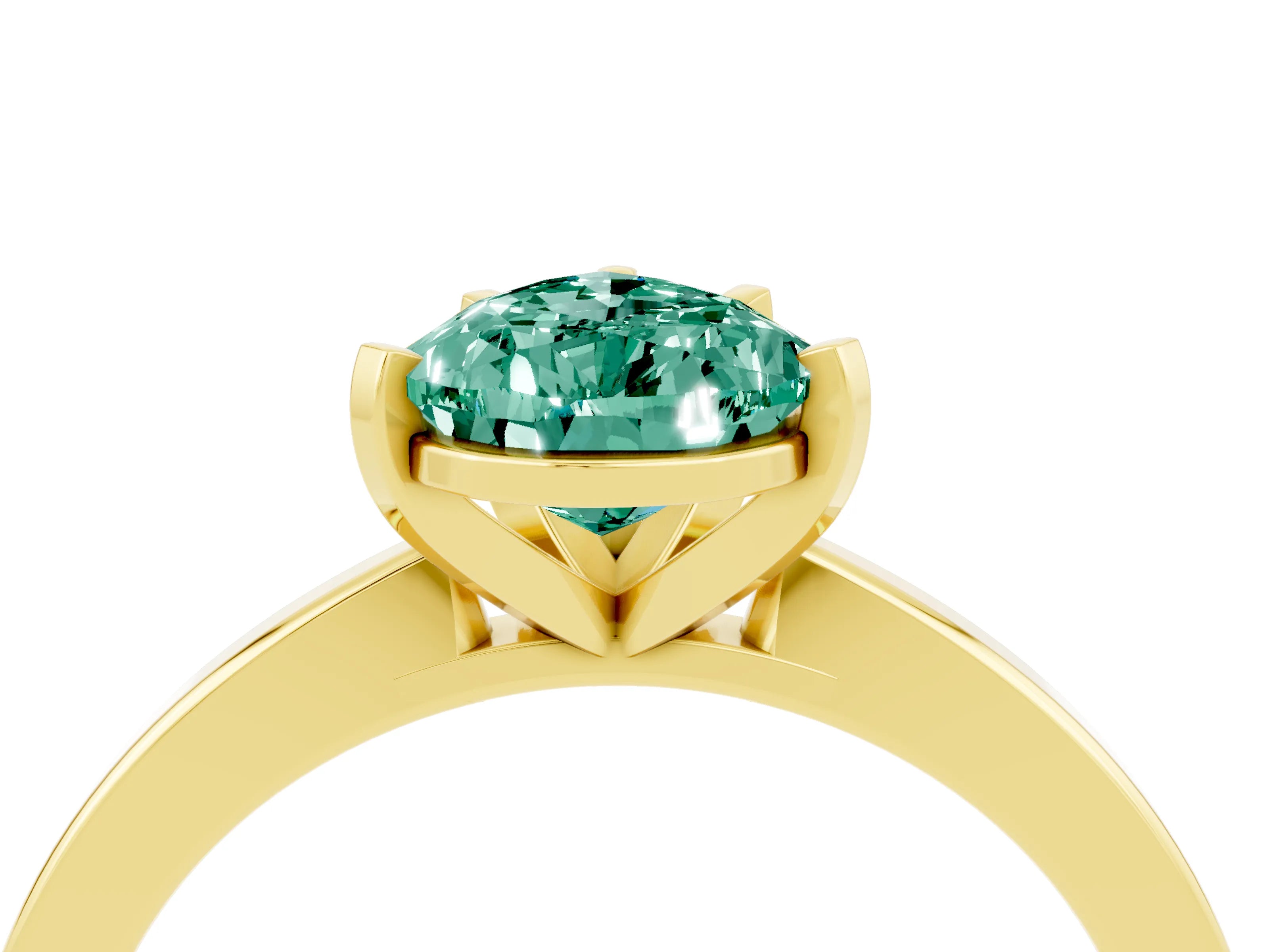 Yellow gold Pear Cut Green Sapphire Solitaire Engagement Ring with Classic Band and Four-Prong Setting_28