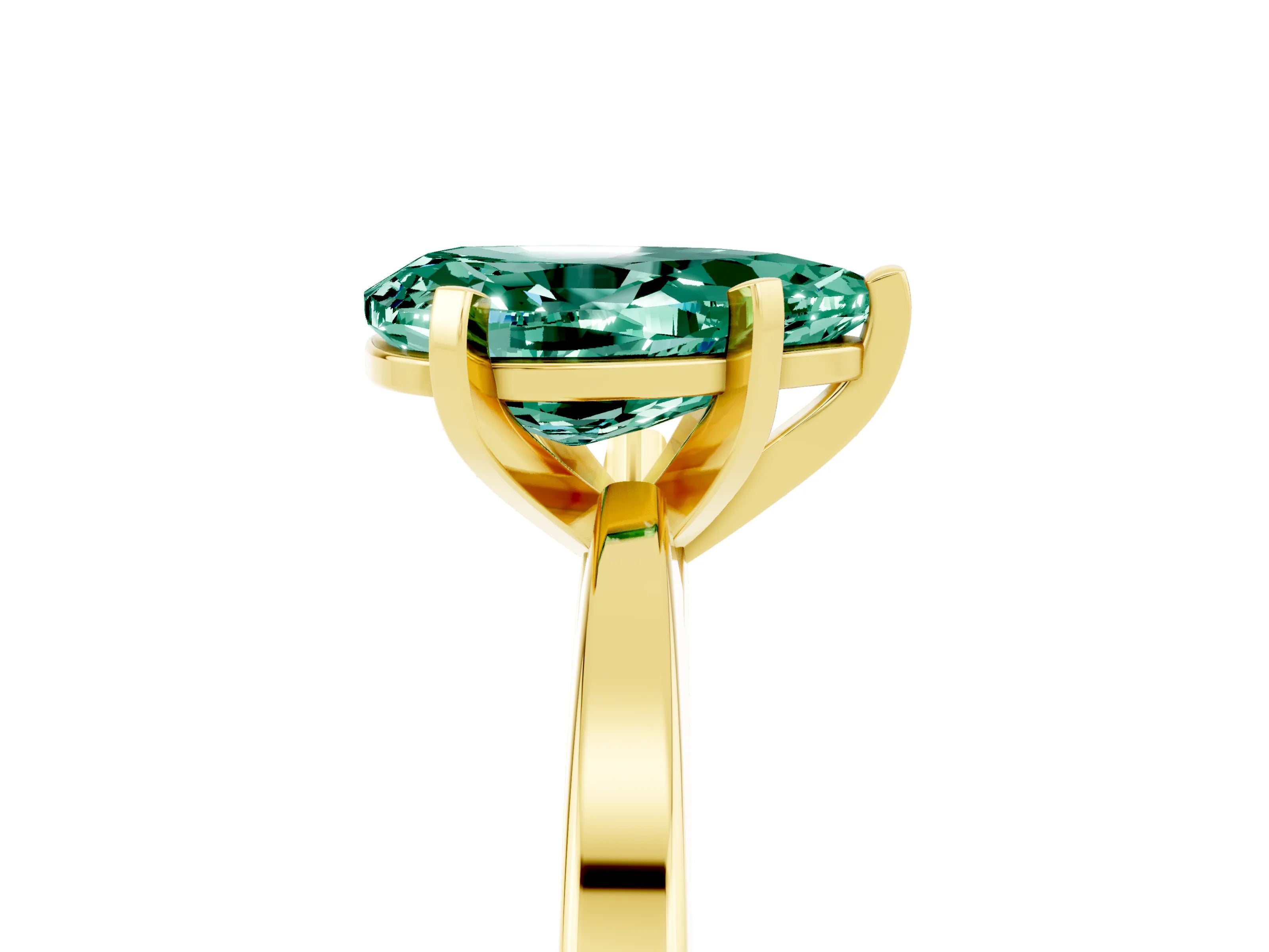 Yellow gold Pear Cut Green Sapphire Solitaire Engagement Ring with Classic Band and Four-Prong Setting_29