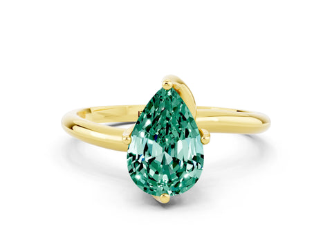 Yellow gold Pear Cut Green Sapphire Solitaire Engagement Ring with Four-Prong Setting and Classic Band_12