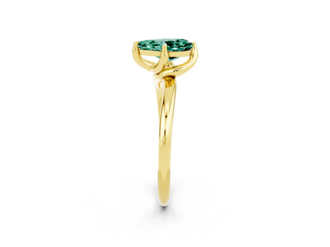 Yellow gold Pear Cut Green Sapphire Solitaire Engagement Ring with Four-Prong Setting and Classic Band_14