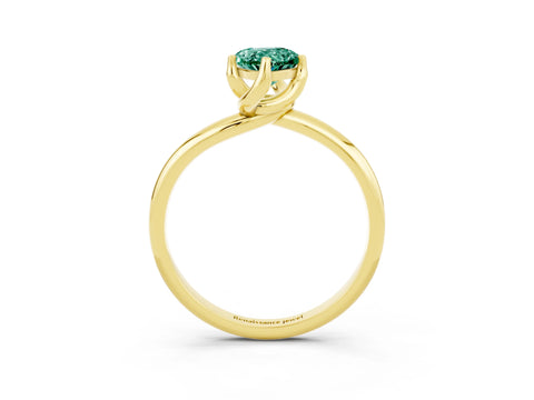 Yellow gold Pear Cut Green Sapphire Solitaire Engagement Ring with Four-Prong Setting and Classic Band_15