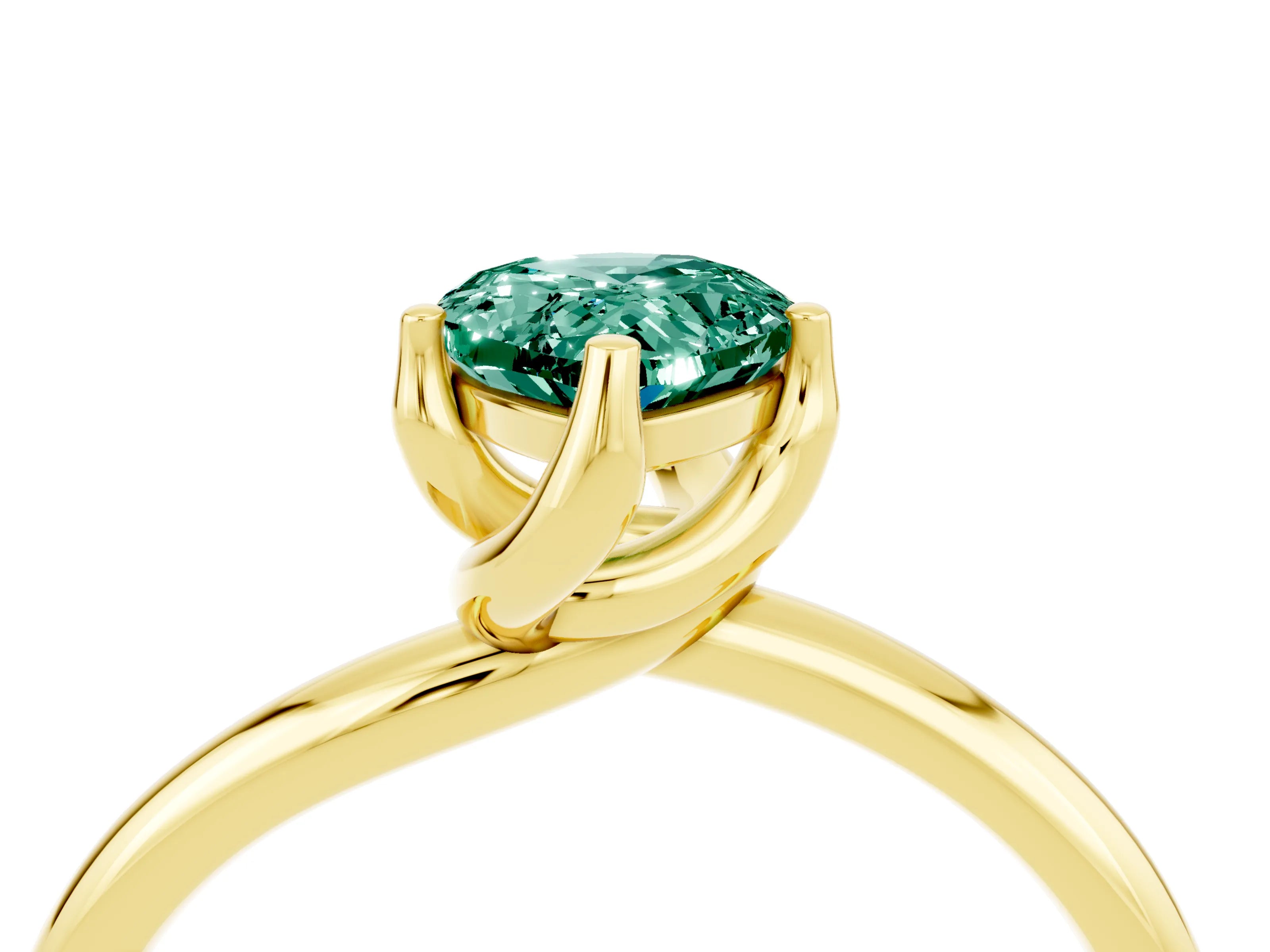 Yellow gold Pear Cut Green Sapphire Solitaire Engagement Ring with Four-Prong Setting and Classic Band_16