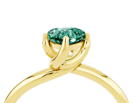 Yellow gold Pear Cut Green Sapphire Solitaire Engagement Ring with Four-Prong Setting and Classic Band_16