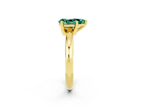 Yellow gold Pear Cut Green Sapphire Solitaire Engagement Ring with Round Band and Four-Prong Setting_2