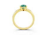 Yellow gold Pear Cut Green Sapphire Solitaire Engagement Ring with Round Band and Four-Prong Setting_3