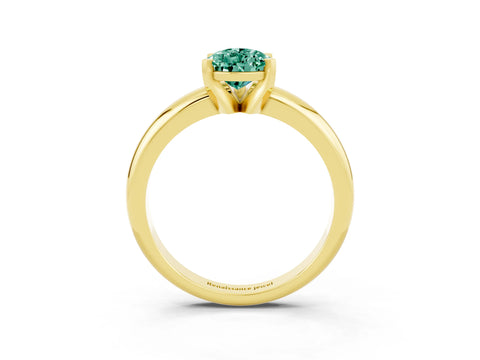 Yellow gold Pear Cut Green Sapphire Solitaire Engagement Ring with Round Band and Four-Prong Setting_3