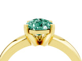 Yellow gold Pear Cut Green Sapphire Solitaire Engagement Ring with Round Band and Four-Prong Setting_4