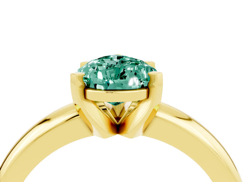 Yellow gold Pear Cut Green Sapphire Solitaire Engagement Ring with Round Band and Four-Prong Setting_4