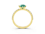 Yellow gold Pear Cut Green Sapphire Solitaire Pavé Band with Four-Prong Setting_3