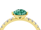 Yellow gold Pear Cut Green Sapphire Solitaire Pavé Band with Four-Prong Setting_4