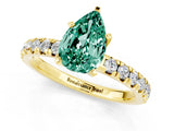Yellow gold Pear Cut Green Sapphire Solitaire Pavé Engagement Ring with Round Band and Prong Setting_13