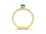 Yellow gold Pear Cut Green Sapphire Solitaire Pavé Engagement Ring with Round Band and Prong Setting_75