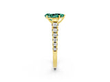 Yellow gold Pear Cut Green Sapphire Solitaire Ring with Cathedral Setting and Pavé Band_2