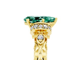 Yellow gold Pear Cut Green Sapphire Solitaire Ring with Filigree Band and Four-Prong Setting_29