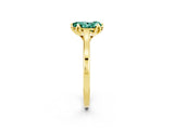 Yellow gold Pear Cut Green Sapphire Solitaire Ring with Flower Prong Setting and Classic Band_14