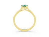 Yellow gold Pear Cut Green Sapphire Solitaire Ring with Flower Prong Setting and Classic Band_15
