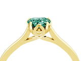 Yellow gold Pear Cut Green Sapphire Solitaire Ring with Flower Prong Setting and Classic Band_16