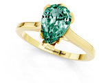 Yellow gold Pear Cut Green Sapphire Solitaire Ring with Flower Prong Setting and Classic Band_37