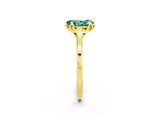 Yellow gold Pear Cut Green Sapphire Solitaire Ring with Flower Prong Setting and Classic Band_38