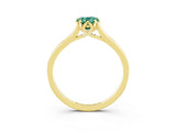 Yellow gold Pear Cut Green Sapphire Solitaire Ring with Flower Prong Setting and Classic Band_39