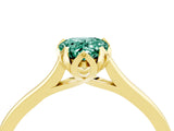 Yellow gold Pear Cut Green Sapphire Solitaire Ring with Flower Prong Setting and Classic Band_40