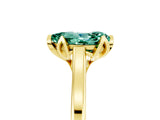 Yellow gold Pear Cut Green Sapphire Solitaire Ring with Flower Prong Setting and Classic Band_41