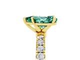 Yellow gold Pear Cut Green Sapphire Solitaire Ring with Pavé Accents and Four-Prong Setting_5