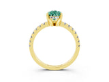Yellow gold Pear Cut Green Sapphire Solitaire Ring with Pavé Band and Four-Prong Setting_27