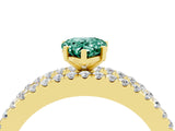 Yellow gold Pear Cut Green Sapphire Solitaire Ring with Pavé and Channel Set Band_4