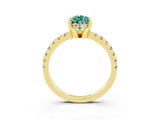 Yellow gold Pear Cut Green Sapphire Solitaire Ring with Round  Pavé Band and Four-Prong Setting_39