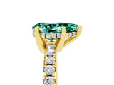 Yellow gold Pear Cut Green Sapphire Solitaire Ring with Round  Pavé Band and Four-Prong Setting_41