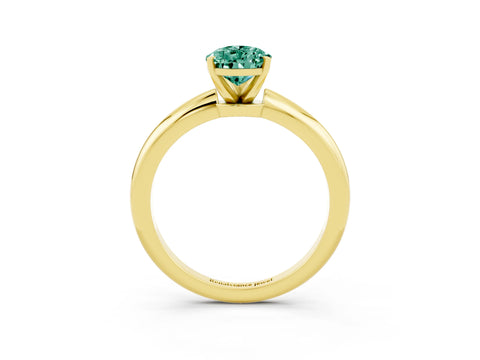 Yellow gold Pear Cut Green Sapphire Solitaire Ring with Six-Prong Setting and Classic Band_3