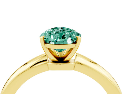 Yellow gold Pear Cut Green Sapphire Solitaire Ring with Six-Prong Setting and Classic Band_4