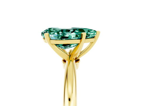 Yellow gold Pear Cut Green Sapphire Solitaire Ring with Six-Prong Setting and Classic Band_5