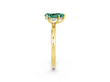 Yellow gold Pear Cut Green Sapphire Solitaire Ring with Thin Band and Four-Prong Setting_14