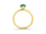 Yellow gold Pear Cut Green Sapphire Solitaire Ring with Thin Band and Four-Prong Setting_15