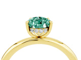 Yellow gold Pear Cut Green Sapphire Solitaire Ring with Thin Band and Four-Prong Setting_16