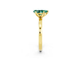 Yellow gold Pear Cut Green Sapphire Solitaire Ring with Thin Band and Prong Setting_14