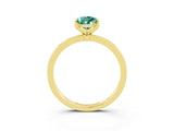 Yellow gold Pear Cut Green Sapphire Solitaire Ring with Thin Band and Prong Setting_15