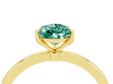 Yellow gold Pear Cut Green Sapphire Solitaire Ring with Thin Band and Prong Setting_16