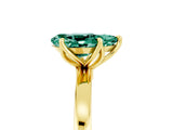 Yellow gold Pear Cut Green Sapphire Solitaire Ring with Thin Band and Prong Setting_17